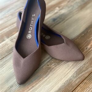 Rothy's Women's Chocolate Brown Flats with Blue Accents